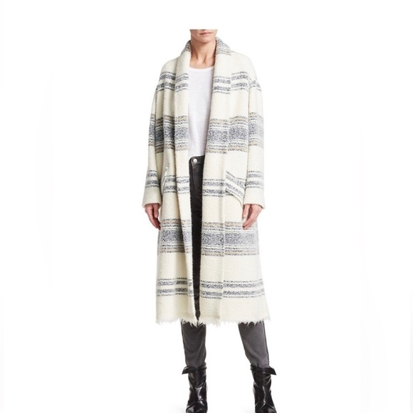 ISABEL MARANT Faby Striped Wool-Alpaca Long Coat NEW 42 - Picture 1 of 14